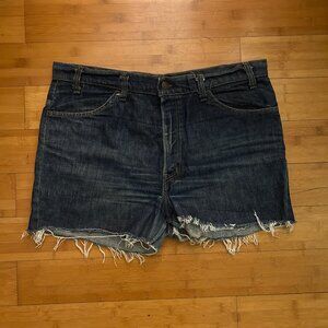 Vintage Levi Orange Tab Dark Wash Cut Off Shorts Size 37